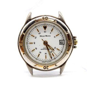 Vintage Hugo Maxx Watch Womens Silver Tone Stainless Steel Designer White Dial